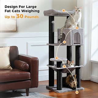 Large Cat Tree - Thick Sisal Posts with Condo and Hammock