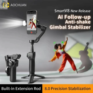 AOCHUAN Smart V8 – 3-Axis Smartphone Gimbal Stabilizer with Extension Rod & Tripod