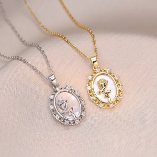 VOLLANA™ Collar de Rosa con Colgante de Circonita – Joyería de Diseño Elegante y Fashionable