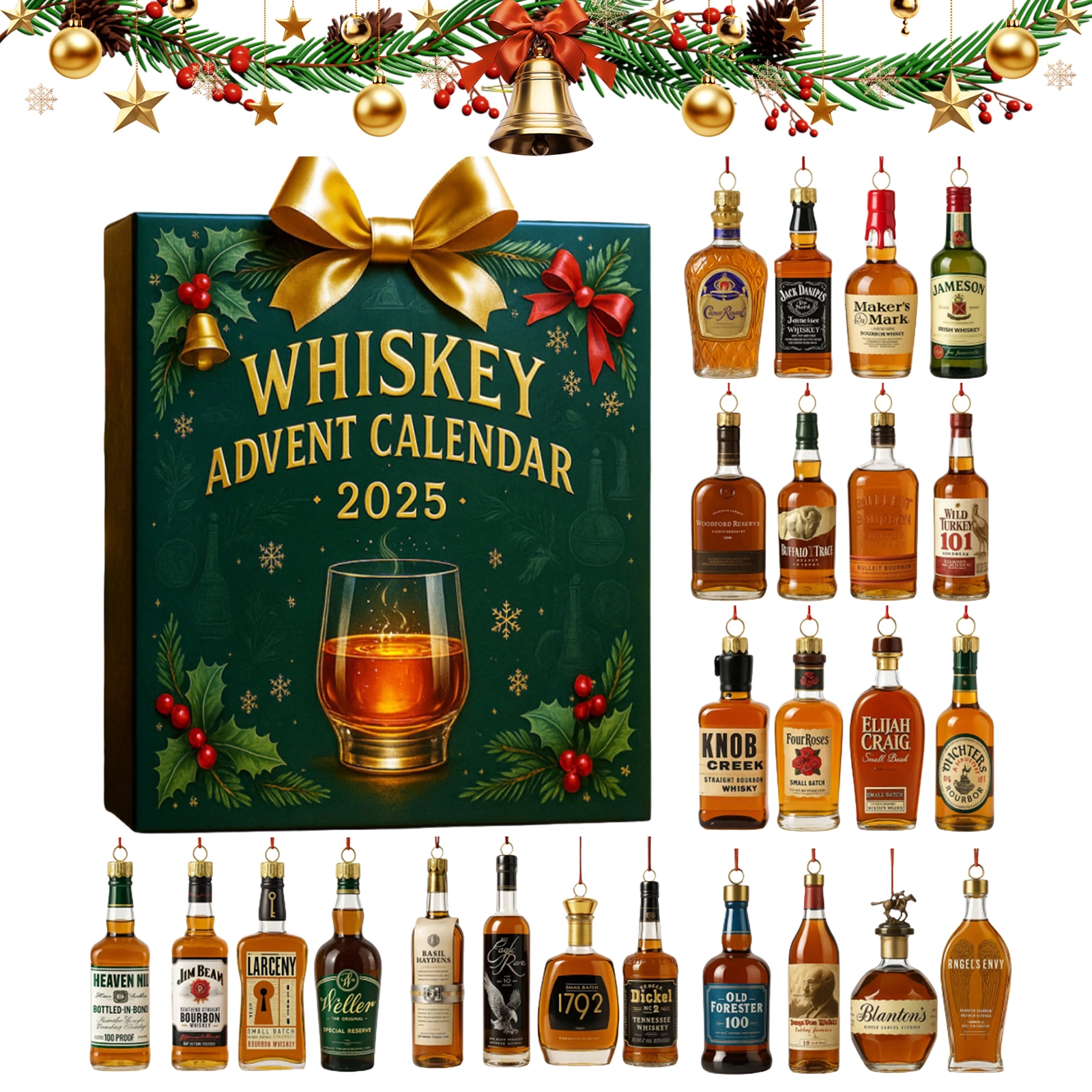 Whiskey Advent Calendar 2025 With 24 Ornament Christmas 24 Days Christmas Countdown Calendar Countdown Calendar For Xmas Gifts