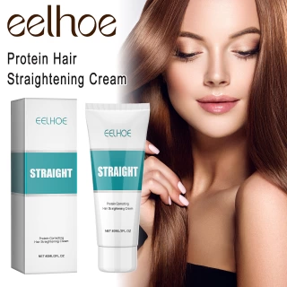Protein Straightening Cream 60ml Hair Smoothing Treatment For Frizzy Damaged No Iron Needed Repair Split Ends Collagen Enriched