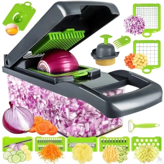 Gizmo UltraSlice 16-Blade Prep Station – Compact Veggie Master with Storage Box