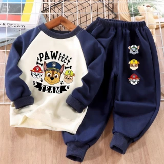 PAW Patro Printed Boys Spliced Sweatshirt 2-piece Sets Kids O Neck Hoodies and Pant 2pcs Set Kids Sport Clothes Suit Spring Fall
