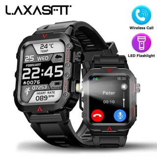 LAXASFIT Men’s Sports Smart Watch – 1.71” Bluetooth Calling Fitness Tracker with Blood Oxygen, Multi-Sport Modes & LED Flashlight