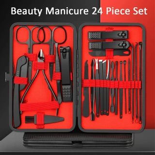 7/10/12/18/20/24PCS Professional Manicure Set – Stainless Steel Nail Clippers Kit for Fingernails & Toenails with Portable Leather Case