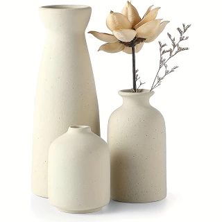 Set of 3 Ceramic Vases – Modern Farmhouse Rustic Home Décor for Living Room, Shelf & Table Styling