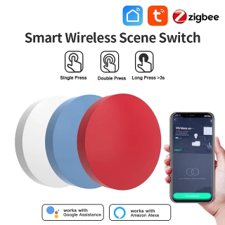 Tuya Zigbee Smart Wireless Button Switches Smart Life Intelligent Scene Linkage Switch Support Google Home Alexa Voice Control