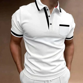 Men's Smart Casual Polo Shirt with Chest Pocket For Summer
