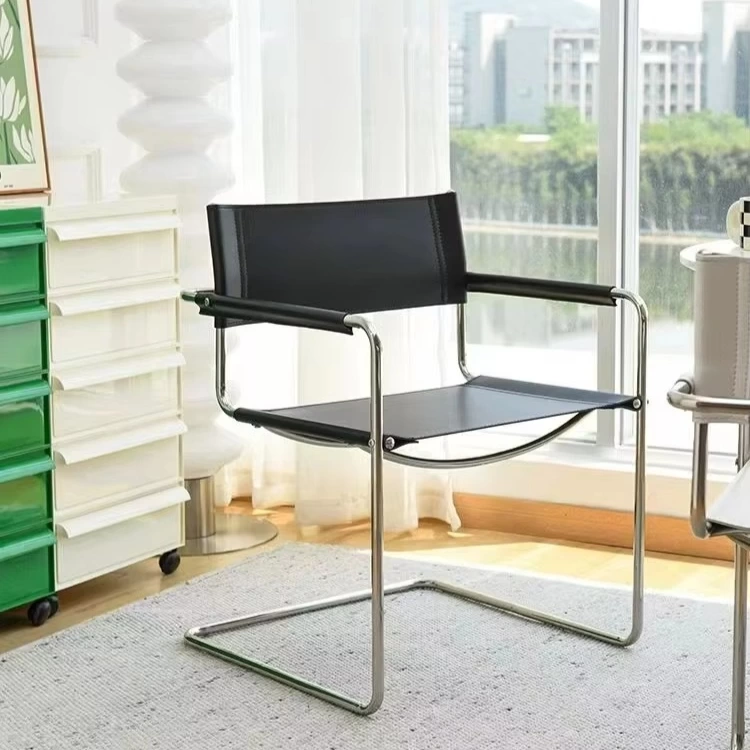 Leather & Chrome Dining Chair - Office Chair