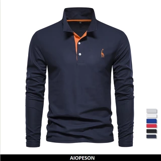 Velorian™ Stag Polo – Long Sleeve | Solid Color | 2023 Business-Casual Shirt with Embroidery
