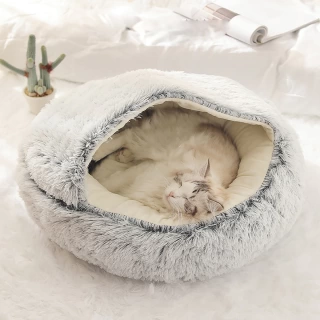 Plush Hooded Round Fluffy Soft Cat Pet 