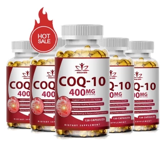 120pcs Organic Q10 Coenzyme 400mg Capsules Cardiovascular and Heart Health Energy Vitamins Beauty and Health