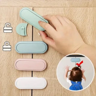 Baby Safety Locks – 4pcs Dual-Adhesive Childproof Latches for Cabinets, Drawers, Toilets & Appliances (2 Pack, Assorted Colors)