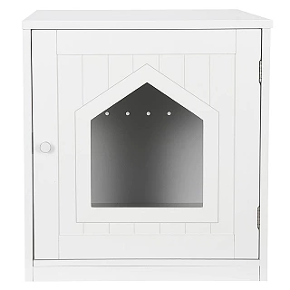 Wooden Litter Box Cabinet - Hidden Cat House, White