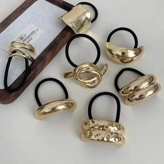 Gold Metal Hair Tie – Stylish Ponytail Holder & Hair Accessory for Women