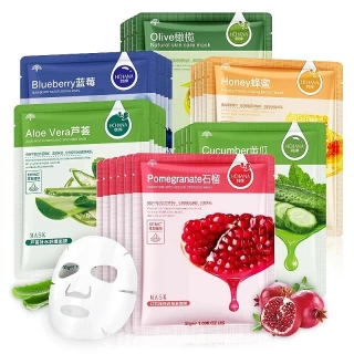 30pcs Natural Plant Extract Facial Sheet Mask Set – Moisturizing, Oil Control, Anti-Aging Skin Care Treatment