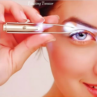 LED Light Stainless Steel Eyebrow Tweezer – Precision Grooming Tool for Flawless Brows