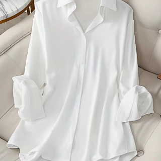 Women's Shirts White Top Lapel Spring and Summer