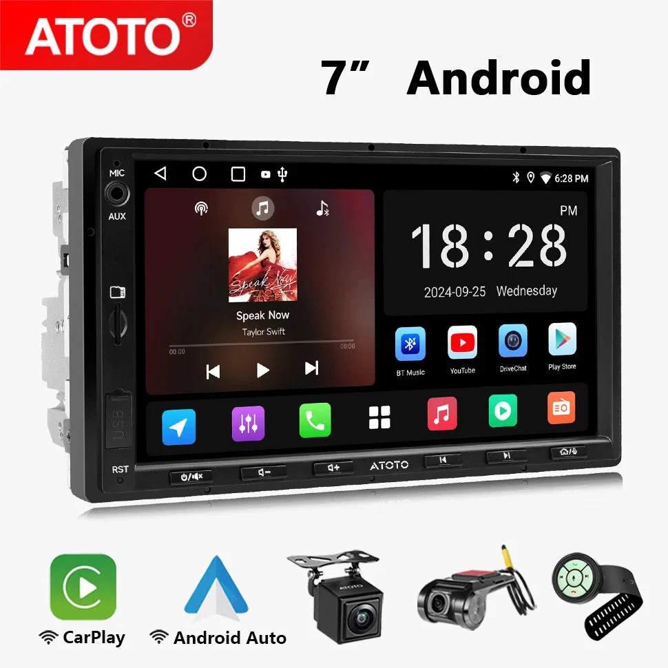 ATOTO 7 inch 2Din Android Car Radio Wireless Carplay Screen Android Auto Double 2 Din Bluetooth Stereo Audio Multimedia Player