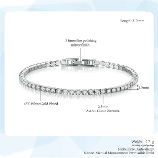 Tennis Chain Bracelet – Sparkling Cubic Zirconia Jewelry for Women & Men, Classic Iced Out Design, Adjustable Fit