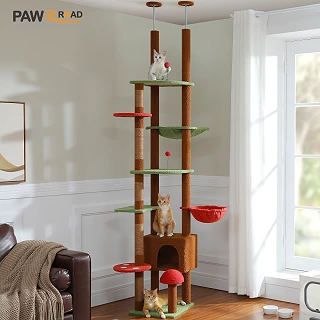 Floor to Ceiling Cat Tower - Adjustable Height with Cat Condo