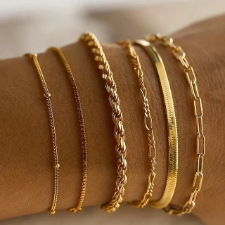 14K Gold Plated Stackable Bracelets – Elegant, Layered Style for Every Occasion