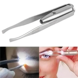 1PC Portable Stainless Steel Eyebrow Tweezer – Smart Design LED Light