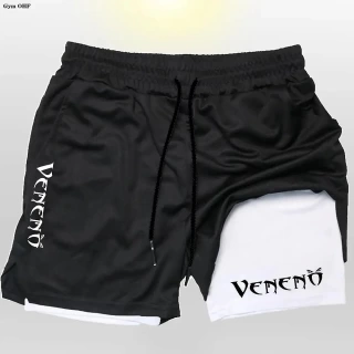 Men's Sports Shorts Anime Performance Shorts Printed Men Gym Casual Sport Compression Shorts Workout Running Mesh 2 in 1 Shorts