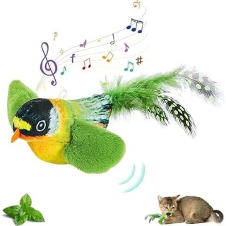 Chirping Bird Cat Toy, Interactive Sound Simulation Sparrow Bird for Cats