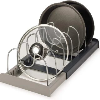 Kitchen Supplies Storage Rack Tabletop Telescopic Pot Cover Rack Kitchen Utensils Storage Rack Drainage Tray Telescopic Drawer Organizer