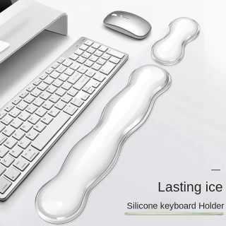 Transparent Silicone Mouse Pad with Wrist Rest - Anti-Slip Keyboard & Desktop Support