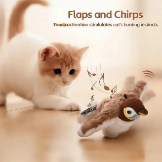 Rechargeable Flapping Bird Toy – The Cat-Teasing Plush with Realistic Wing Motion