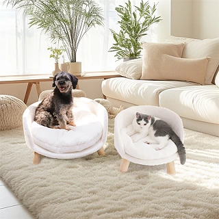 Luxury Plush Cat Bed - Soft Warm Nesting Chair for Cats