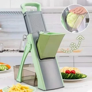 Adjustable Stainless Steel Vegetable Slicer – Safe Mandoline Dicer for Onions, Carrots & More