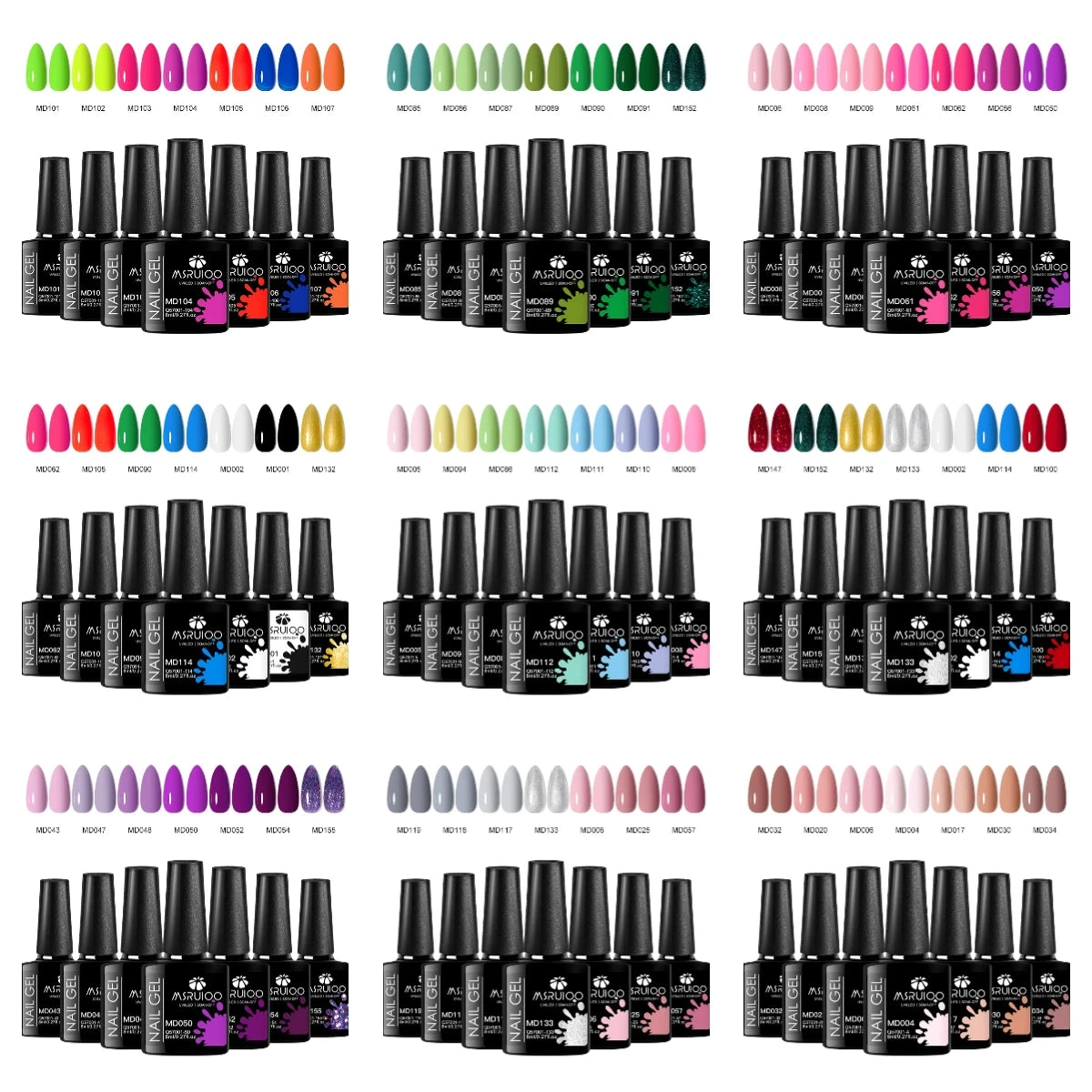 7pc Gel Nail Polish Set – Long Lasting Soak Off UV/LED Colors for Manicure