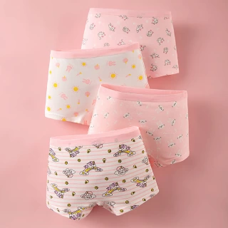 4 Pcs Girls Underwear – Soft, Breathable & Comfortable Daily Panties for Kids
