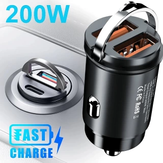 Mini Fast Car Charger 100W/200W  | QC3.0 PD Dual Port USB Adapter 12-24V