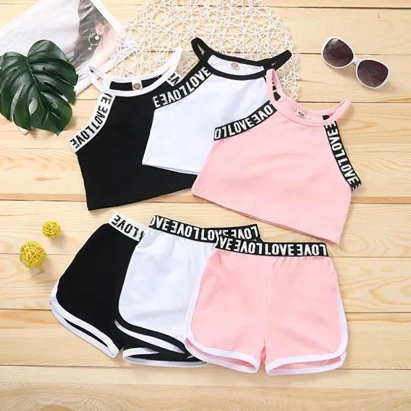 Summer Patchwork Letter Camisole and Shorts