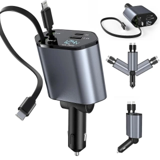Retractable 4-In-1 Car Phone Charger