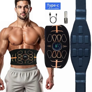 Abdominal Toning Belt EMS Muscle Stimulator – Rechargeable Abs Trainer for Core Strength, Fat Burning & Muscle Sculpting
