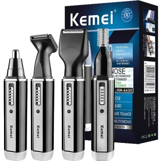 4-in-1 Rechargeable Nose & Beard Trimmer for Men – Ear, Eyebrow, Nose Hair Removal Grooming Kit with Precision Blades