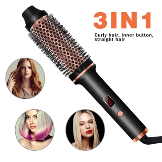 Hair Curling Iron Brush Ceramic Ionic Hair Curler and Straightener