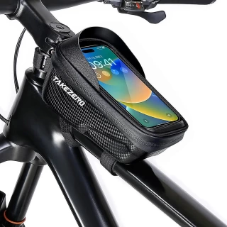 Bike Phone Mount Case – Waterproof Touch Screen Holder for Smartphones – Handlebar Bag with Sun Visor & Storage for Cycling, MTB, and E-Bikes