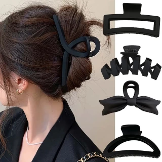 Matte Black Hair Claw Clips